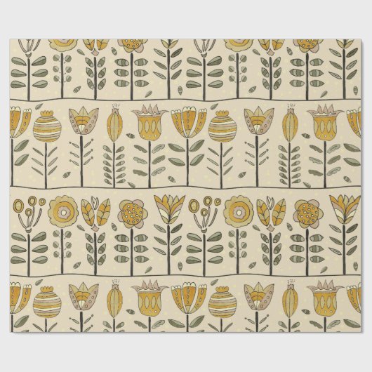 Fancy Scandinavian Flowers Geschenkpapier (Flach)