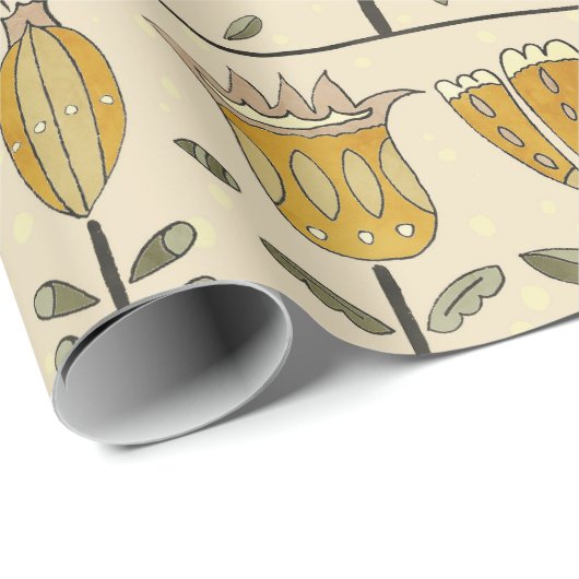 Fancy Scandinavian Flowers Geschenkpapier (Rolleneckpunkt)