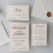 Fancy Schokoladenbraun Old Money QR Code Hochzeit  Einladung