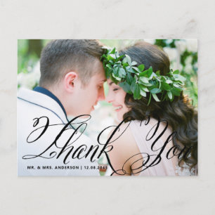 Fancy Schrift Foto-Hochzeits-Dankeskarten-Postka Postkarte