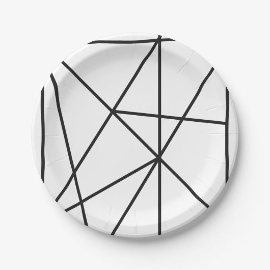 Fancy Schwarz-Weiß einfaches geometrisches Muster Pappteller (Vorderseite)