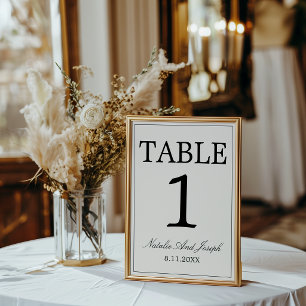 Fancy Schwarze Creme Old Money Hochzeit Tischnumme Einladung