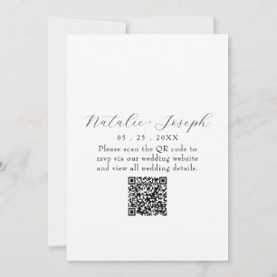 Fancy Schwarze und Weiße Florale QR-Code-Hochzeit  Einladung