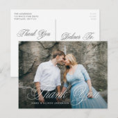 Fancy Script Foto Hochzeit Danke Postkarte (Vorne/Hinten)