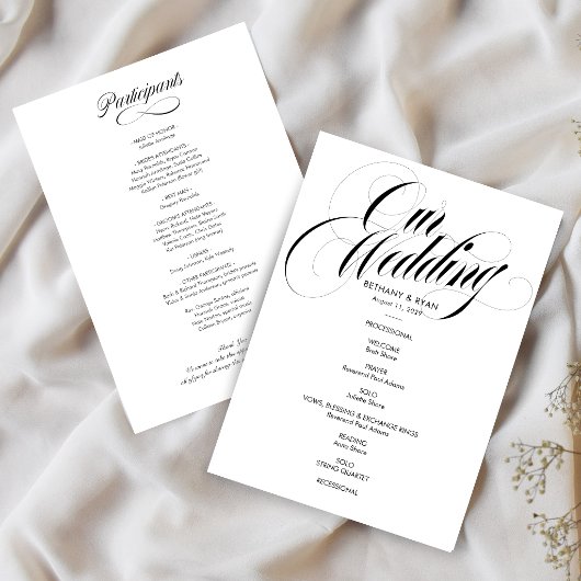 Fancy Script Hochzeitsprogramm Einladung