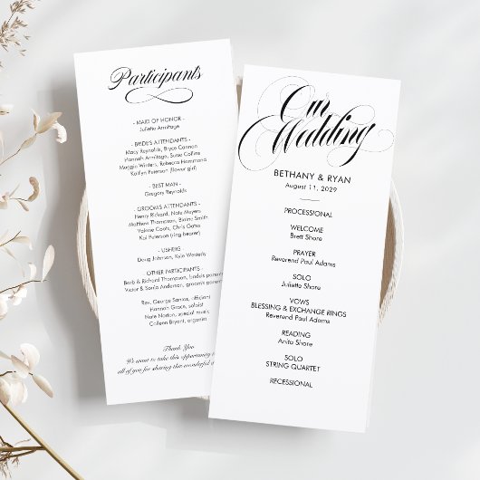 Fancy Script Hochzeitsprogramm Programm