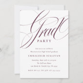 Fancy Script Lila Abschlussfeier Einladung (Vorderseite)