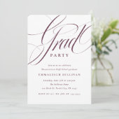 Fancy Script Lila Abschlussfeier Einladung (Stehend Vorderseite)