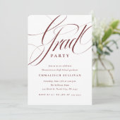 Fancy Script rote Abschlussfeier Einladung (Stehend Vorderseite)