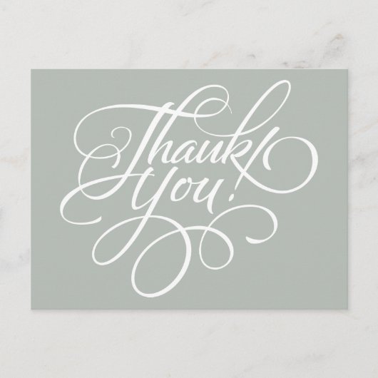 Fancy Script Silver Gray Thank You Card Postkarte (Vorderseite)