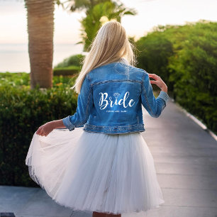 Fancy Script Typografie   Braut Personalisiert  Jeansjacke