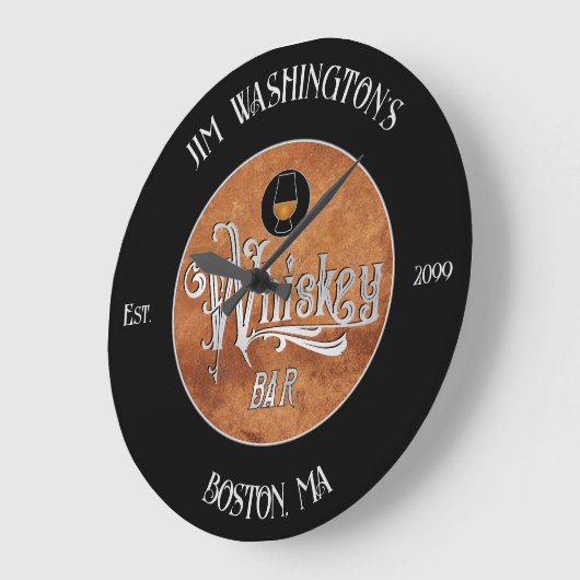 Fancy Script Whiskey Bar Große Wanduhr (Winkel)