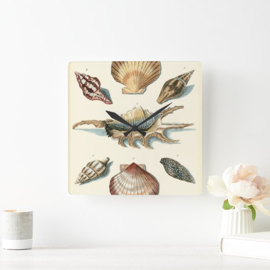 Fancy Shell Beach Quadratische Wanduhr (Zuhause)