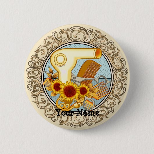 Fancy Sonnenblumen Beautician Button (Vorderseite)