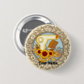 Fancy Sonnenblumen Beautician Button (Vorne & Hinten)