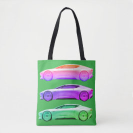 Fancy Sports Cars in Bold Colors Are on a Shopping Tasche