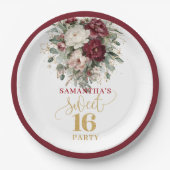 Fancy Sweet 16 Blush Burgundy Gold Teller (Vorderseite)