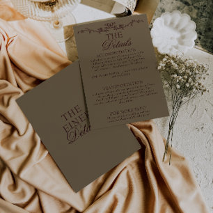 Fancy Taupe Burgunderrot Florales Boho-Hochzeitsde Begleitkarte