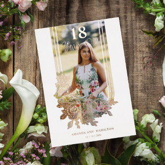 Fancy Trendy Arch Floral Birthday Party Photo Folieneinladung