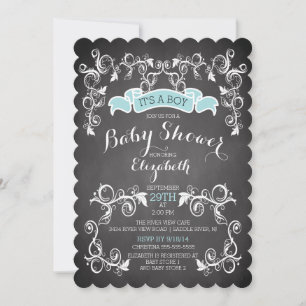 Fancy Vintage Chic Jungen Baby Shower Einladung