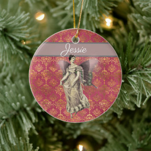 Fancy Vintage-Feenkunst Personalized Keramik Ornament