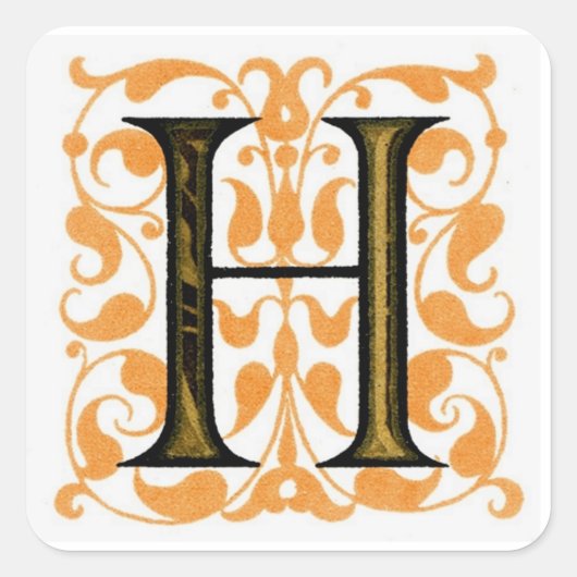 Fancy Vintage Monogramm 'H' - Aufkleber (Vorderseite)