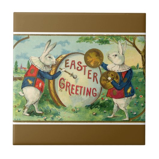 Fancy Weiße Osterhasen Dunkelbraun Fliese (Vorderseite)