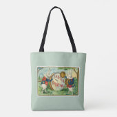 Fancy Weiße Osterhasen Hellgrün Tasche (Rückseite)