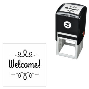 Fancy Welcome Text with Flourishes Permastempel