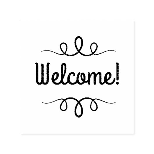 Fancy Welcome Text with Flourishes Permastempel (Design)
