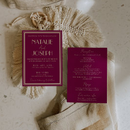 Fancy Wine Dusty Rose Old Money All In One Wedding Einladung