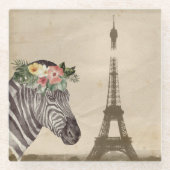 Fancy Zebra & Eiffelturm Glasuntersetzer (Vorderseite)