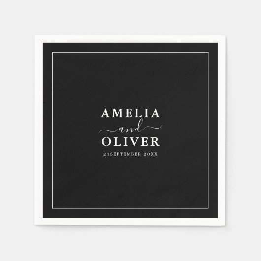 Fancy Zeitloses Modernes Minimalistisches Schwarze Serviette (Vorderseite)