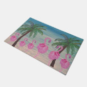 Fancyf flamingos and palm tres tropical fußmatte (Schrägansicht)