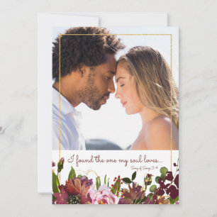Fand die eine Seele liebt Foto Burgund Gold Save The Date
