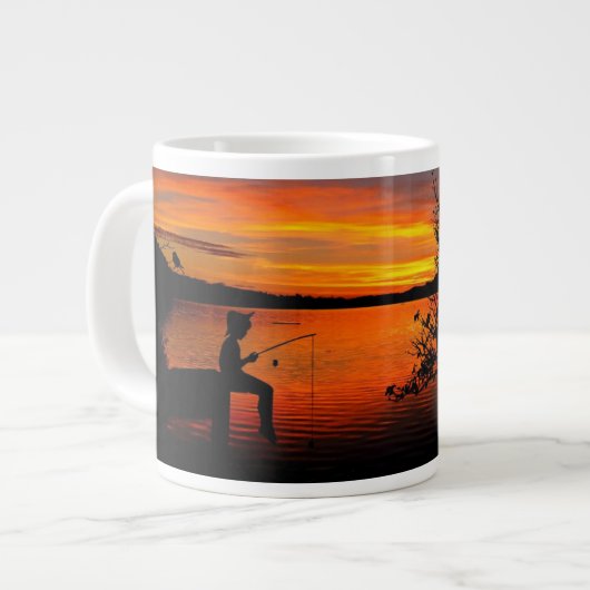Fang bei Sonnenuntergang Jumbo-Tasse (Vorderseite Links)