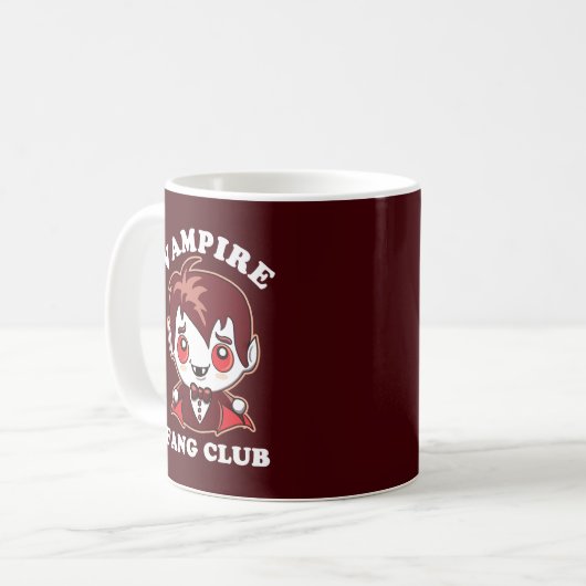 Fang Club | Funny Puff and Niedlich Vampire Square Kaffeetasse (Vorderseite Links)