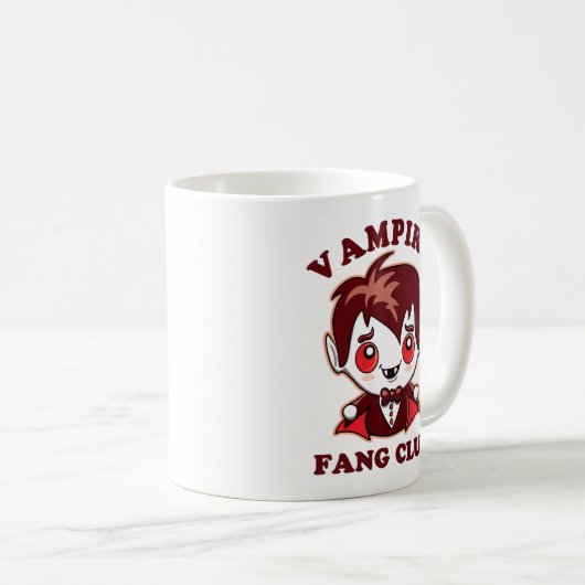 Fang Club | Funny Puff und Niedlich Vampire Kaffeetasse (VorderseiteRechts)