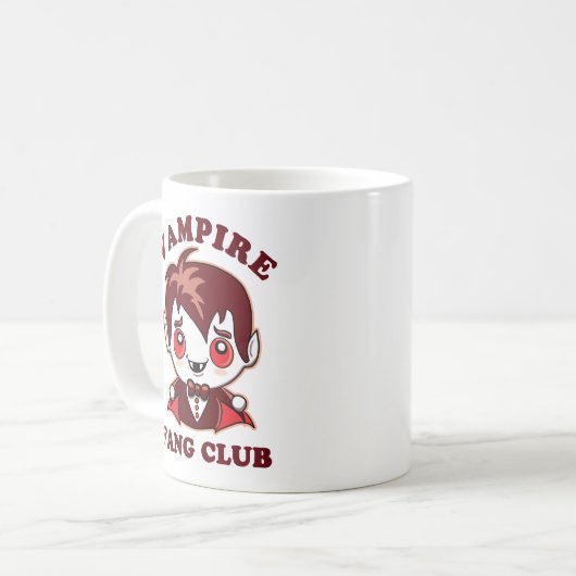 Fang Club | Funny Puff und Niedlich Vampire Kaffeetasse (Vorderseite Links)