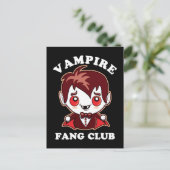 Fang Club | Funny Puff und Niedlich Vampire Postkarte (Stehend Vorderseite)