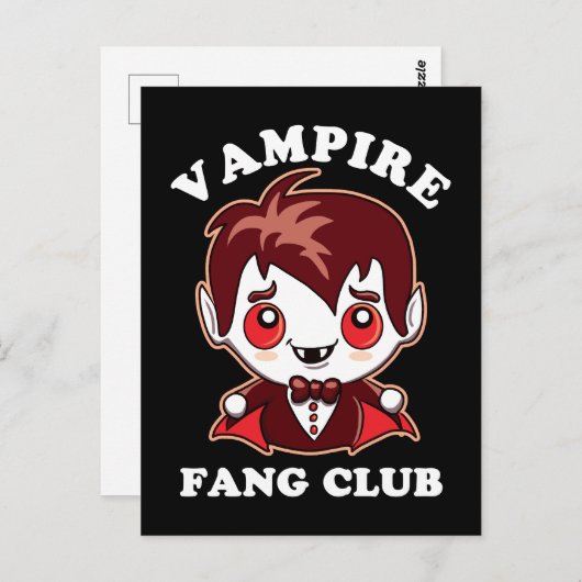 Fang Club | Funny Puff und Niedlich Vampire Postkarte (Vorne/Hinten)