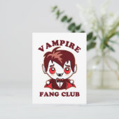 Fang Club | Funny Puff und Niedlich Vampire Postkarte (Stehend Vorderseite)