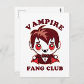 Fang Club | Funny Puff und Niedlich Vampire Postkarte (Vorne/Hinten)