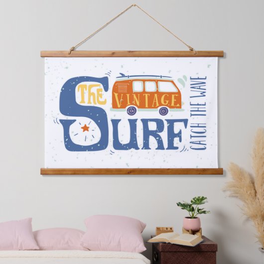 Fang das Wellenposter Wandteppich Mit Holzrahmen (Schlafzimmer)