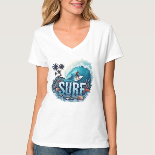 Fang das Wellensurfen T-Shirt (Vorderseite)