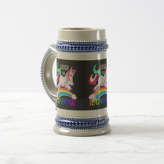 Fang den Regenbogen - Einhorndesigns-15989 Bierglas (Vorderseite Links)