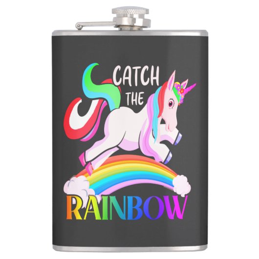 Fang den Regenbogen - Einhorndesigns-15989 Flachmann (Vorderseite)