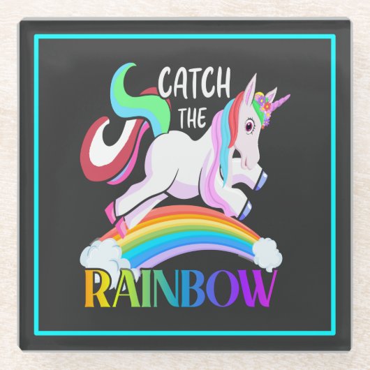 Fang den Regenbogen - Einhorndesigns-15989 Glasuntersetzer (Vorderseite)