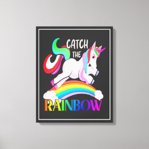 Fang den Regenbogen - Einhorndesigns-15989 Leinwanddruck