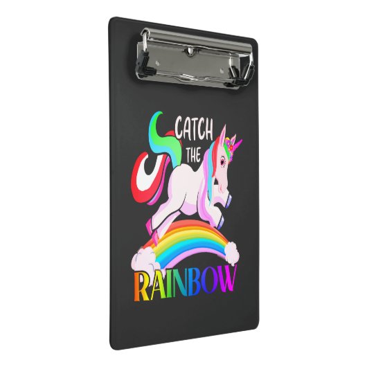 Fang den Regenbogen - Einhorndesigns-15989 Mini Klemmbrett (Schrägansicht)